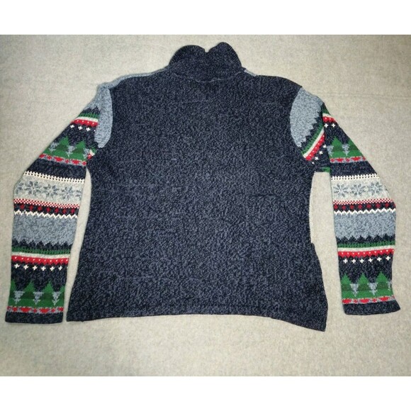 Vtg Christmas Cardigan Festive Knit Sweater Sz L Embroider Patchwork Cottagecore - Picture 3 of 16